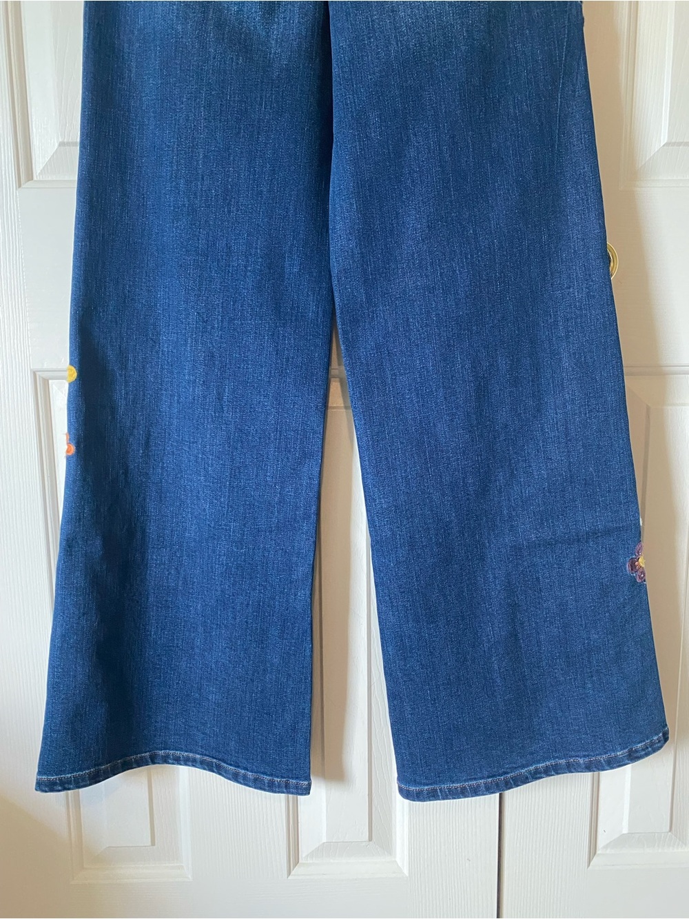 Women’s DRIFTWOOD Carlie Wide Leg Dark Blue Floral Embroidered Jeans Size 6 - Picture 10 of 11